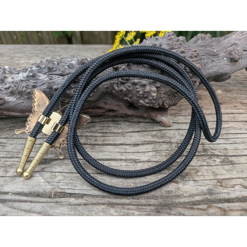 Handcrafted Stamped Metal Butterfly Bolo Tie, Butterfly Western Necklace